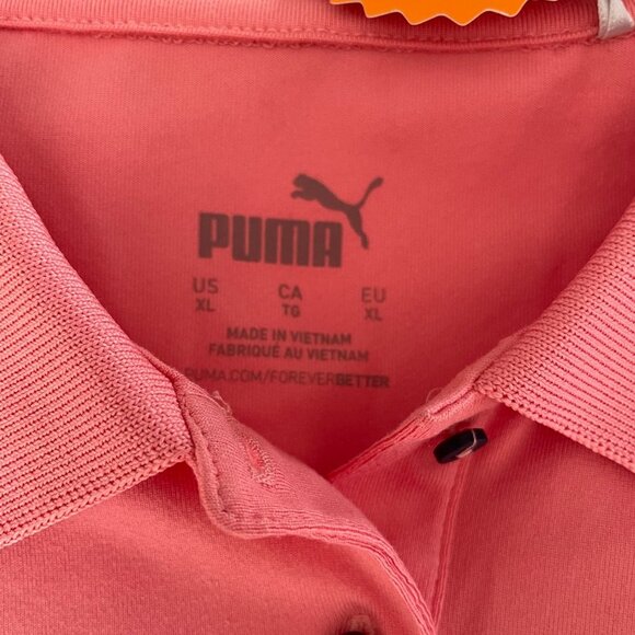 Puma W Cloudspun Activewear Long Slv Polo Top Carnation Pink & Navy Sz XL NWT - Picture 5 of 12